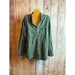 Duluth Trading Co Army Green Flannel Button-Down Shirt Men's Size XL